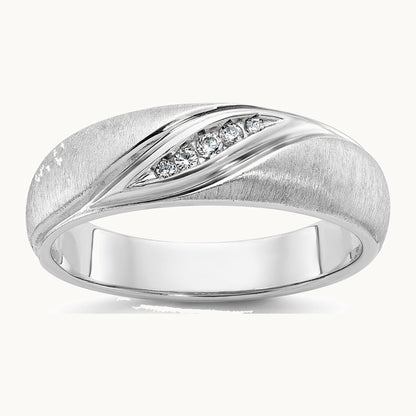 IBGoodman 14K White Gold Men's Polished and Satin 1/15 Carat AA Quality Diamond Ring
