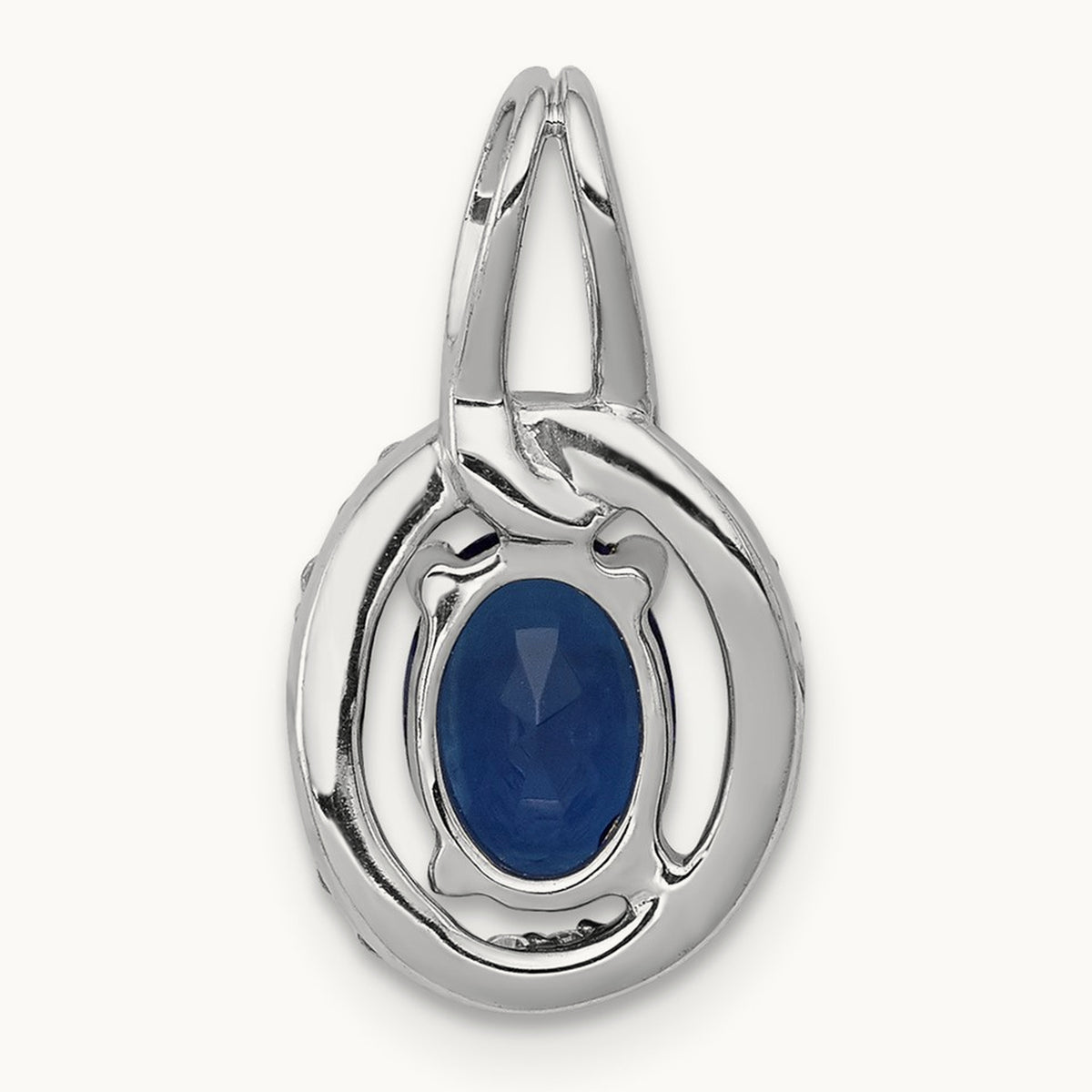 Diamond and .85 Sapphire Halo Pendant — 14K White Gold