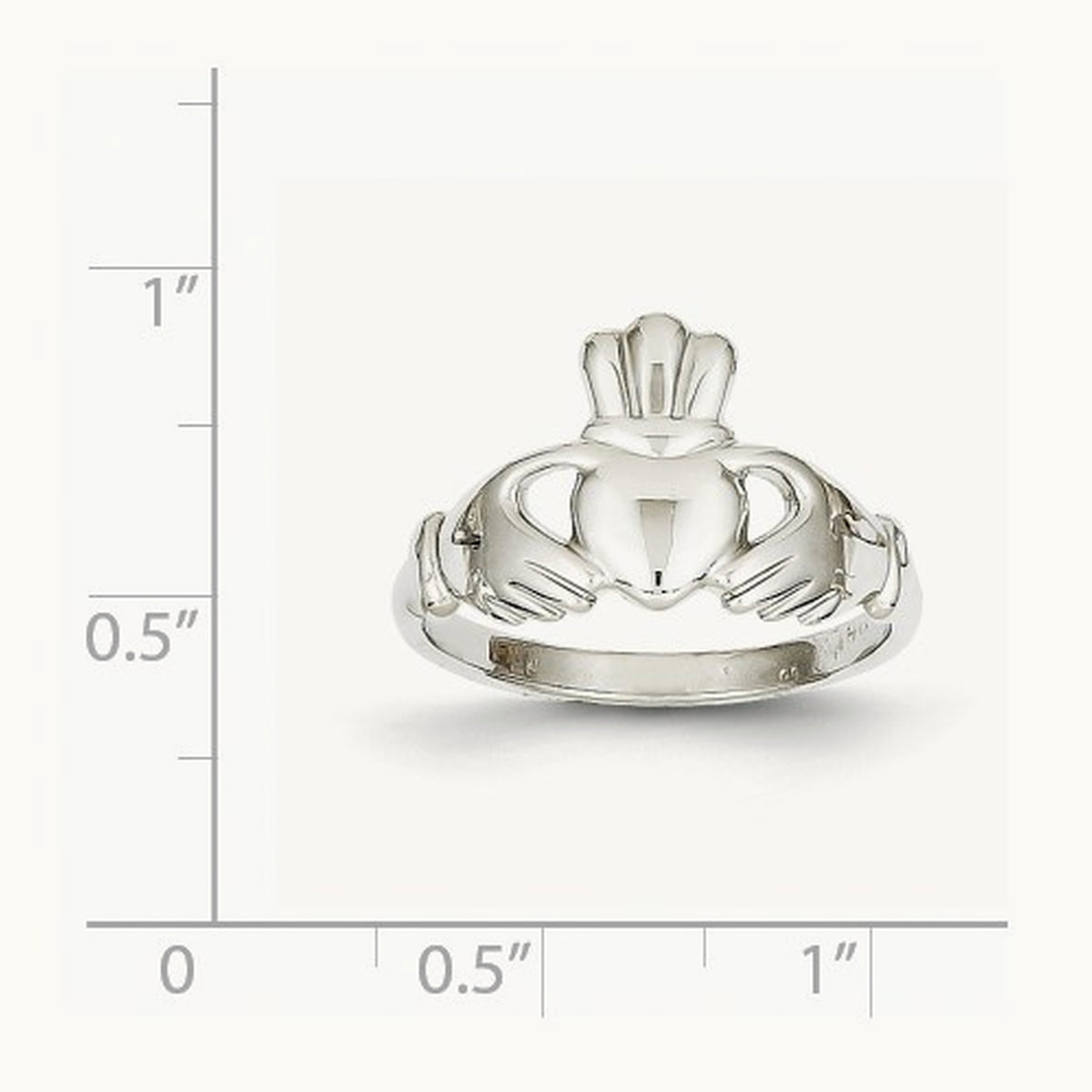 Polished Claddagh Ring, 14K White Gold