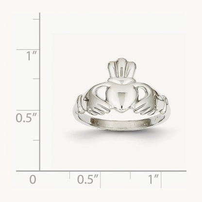 Polished Claddagh Ring, 14K White Gold