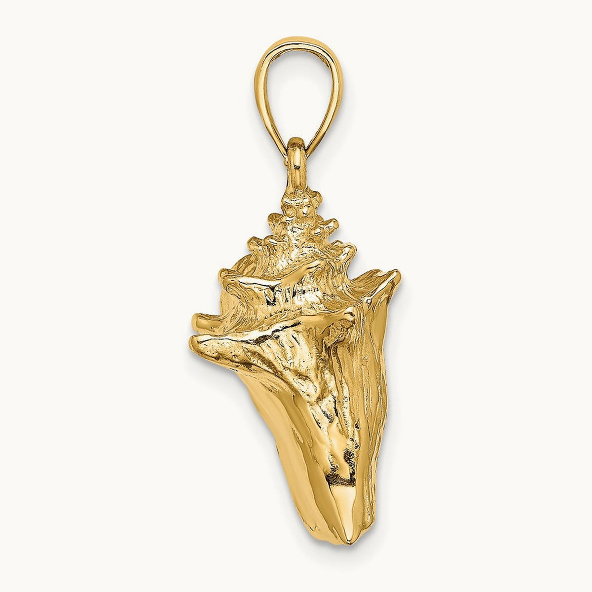 3-D Conch Shell Charm — 14K Yellow Gold, 26mm