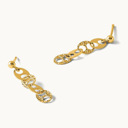 Polished and Textured Fancy Link Dangle Earrings, 14K — Leslie's