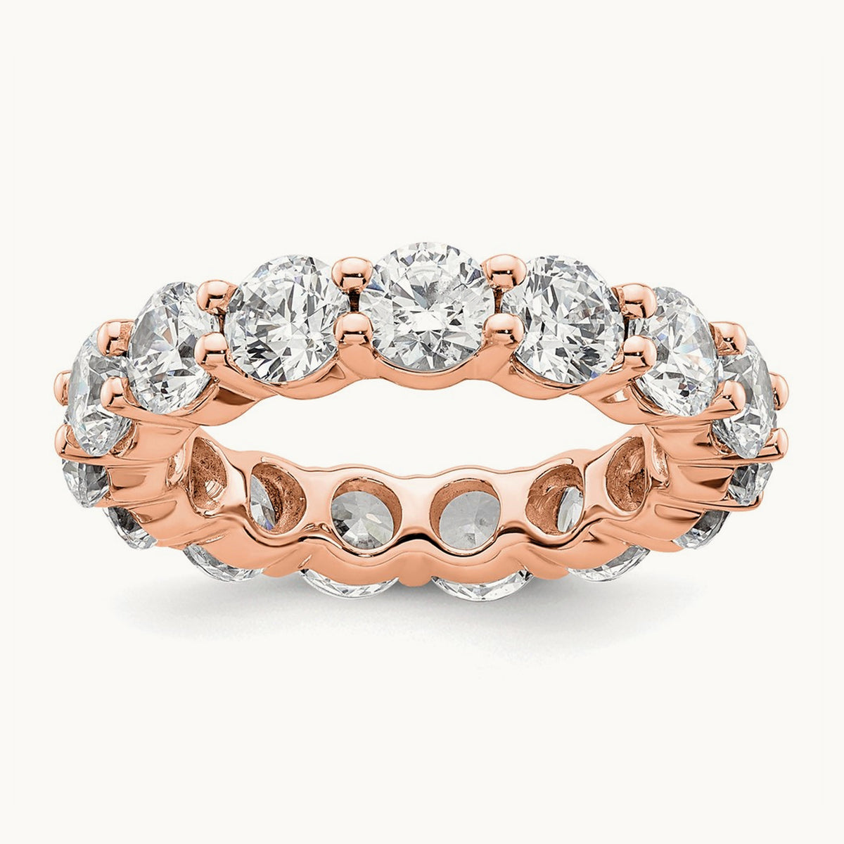 Polished Shared Prong Diamond Eternity Band, 4.00 ct tw — 14K Rose Gold
