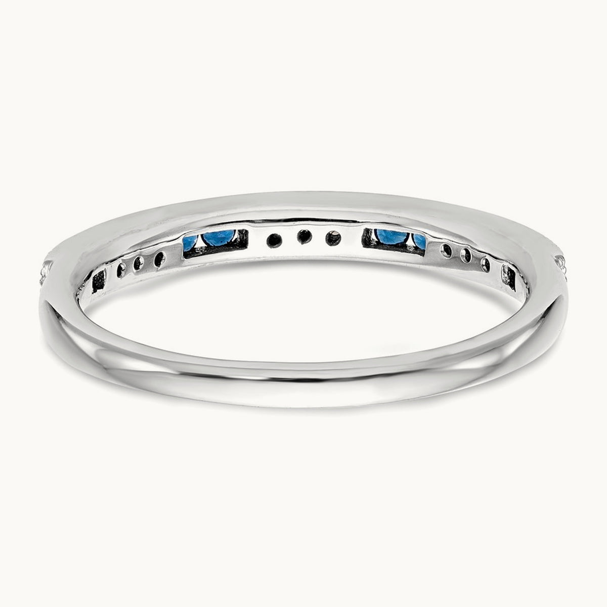 Diamond w/Sapphire Band, 14K White Gold
