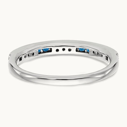 Diamond w/Sapphire Band, 14K White Gold