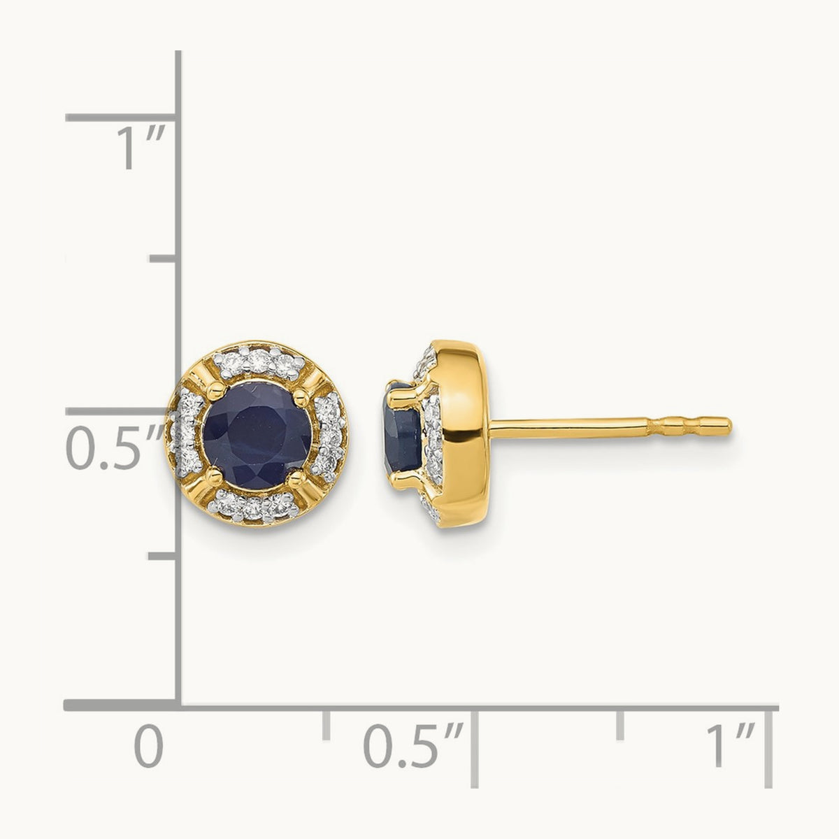 Diamond and Sapphire Fancy Halo Earrings, 14K