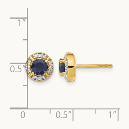 Diamond and Sapphire Fancy Halo Earrings, 14K