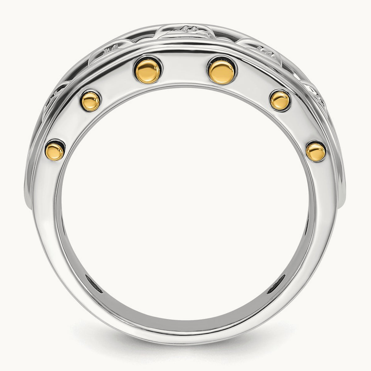 IBGoodman Men's Polished and Cut-Out 5-Stone Dia Ring, 14K Two-tone