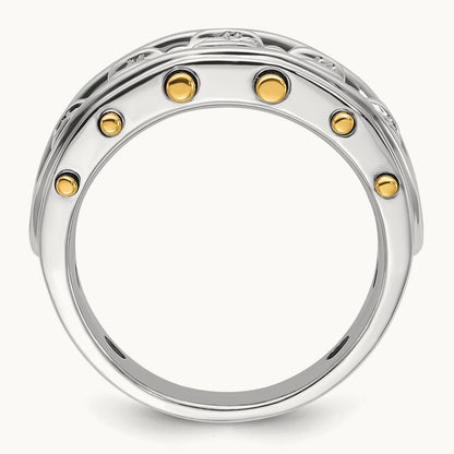 IBGoodman Men's Polished and Cut-Out 5-Stone Dia Ring, 14K Two-tone