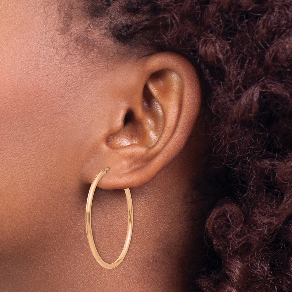 Polished Endless Hoop Earrings — 14K Rose Gold