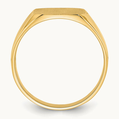 13.0x12. Closed Back Mens Signet Ring, 0mm, 14K