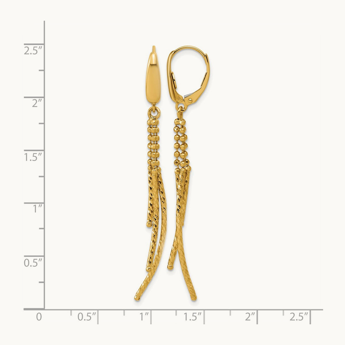 Polished and Dia-cut 3-strand Bar leverback Earrings, 14K — Leslie's