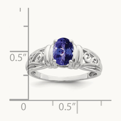 7x5mm Oval Tanzanite ring, 14K White Gold
