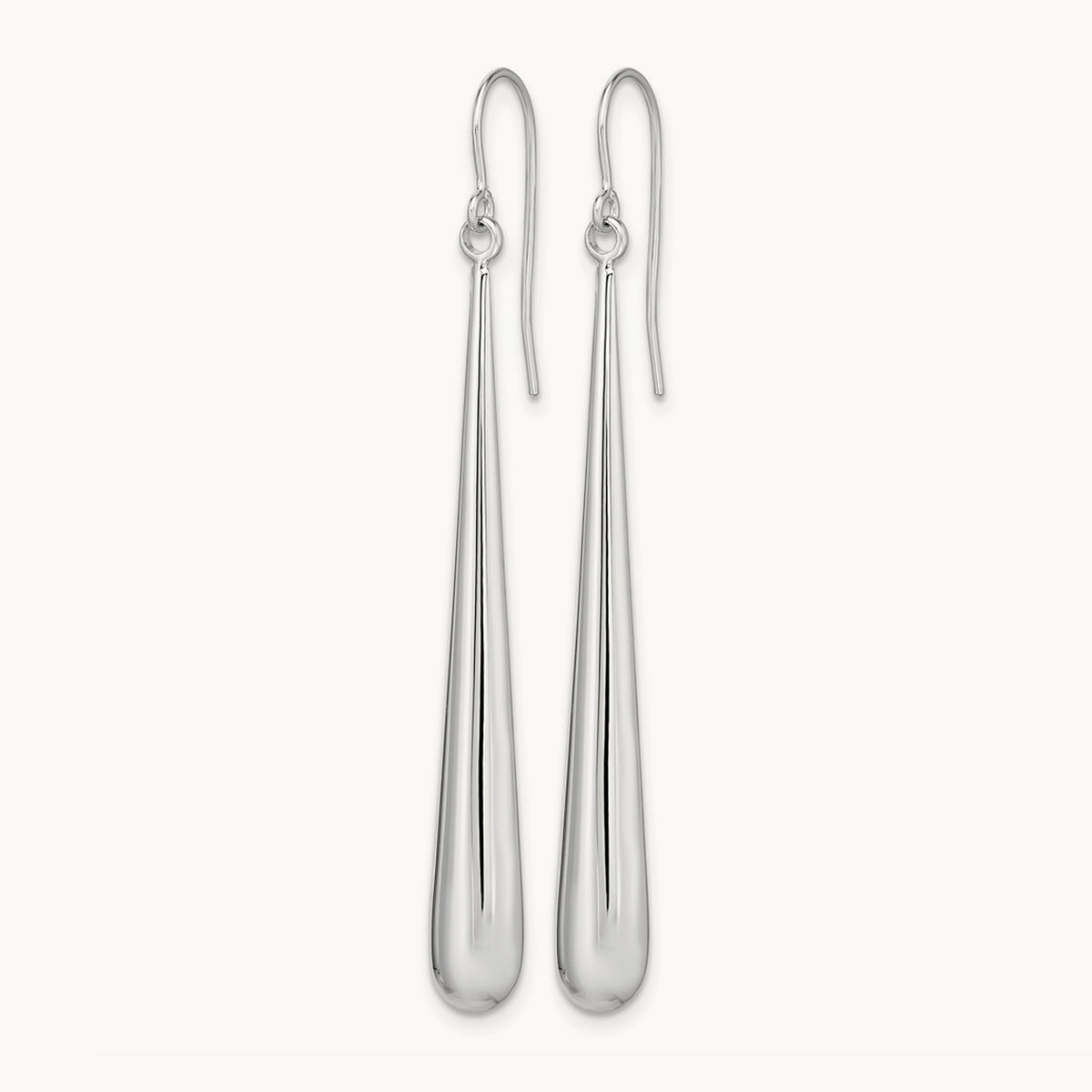 Polished Shepherd Hook Earrings — 14K White Gold