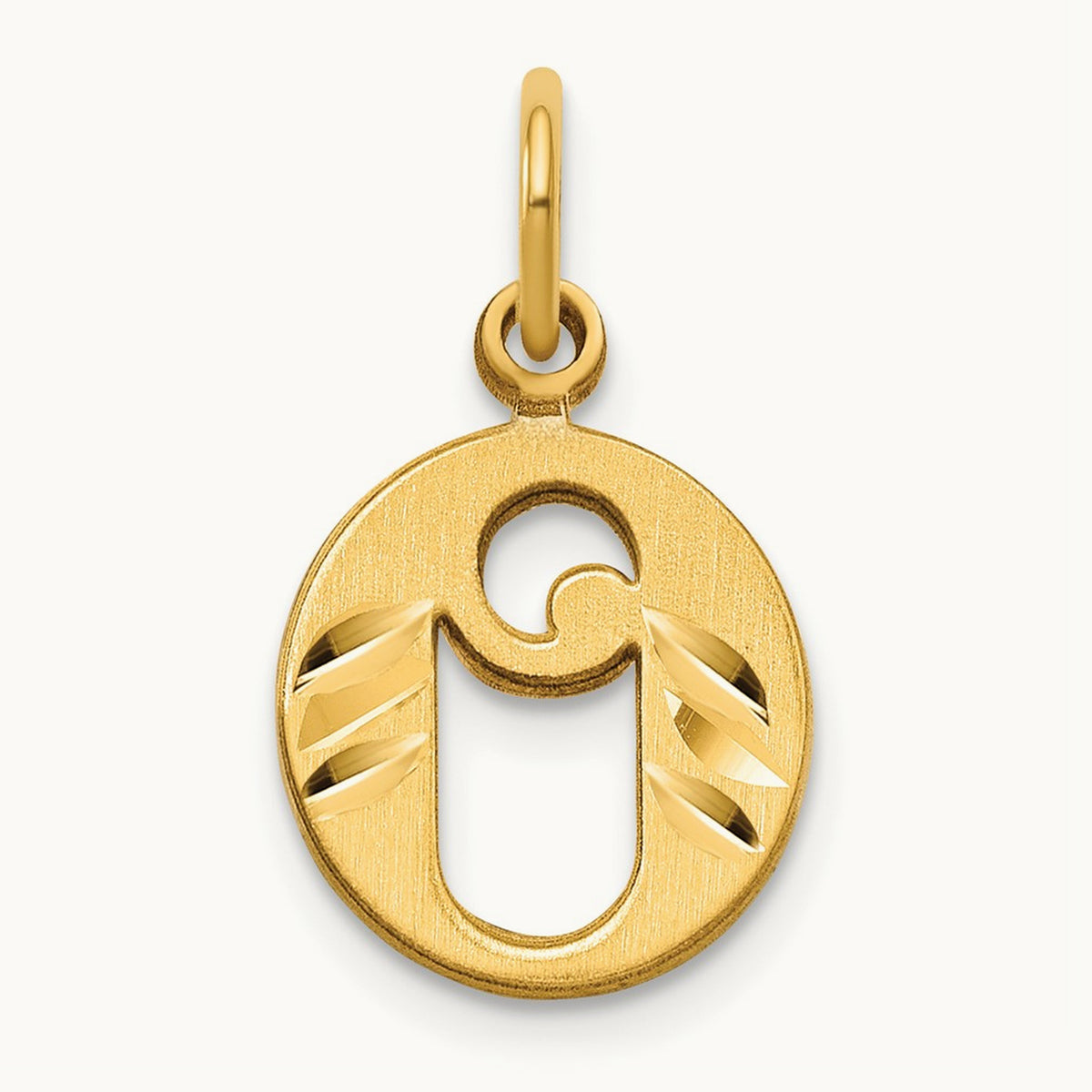 Diamond-cut Initial Charm — 14K Yellow Gold, O