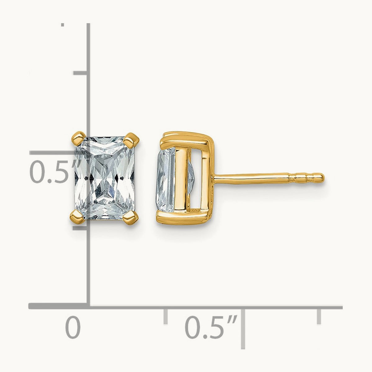 Radiant Four-Prong Stud Earrings, 0.50-6.00 ct tw Lab-Grown Diamond — 2 ct, 14K Yellow Gold