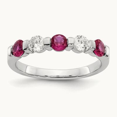 Diamond w/Ruby Band, 14K White Gold