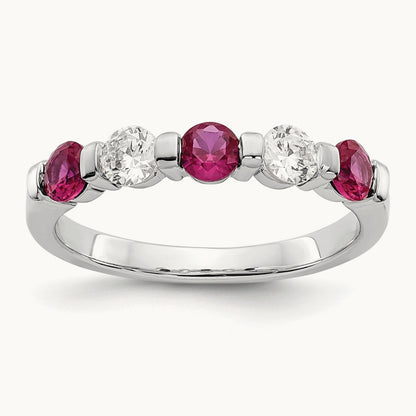 Diamond w/Ruby Band, 14K White Gold