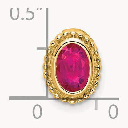 Oval Ruby Chain Slide — 14K Yellow Gold