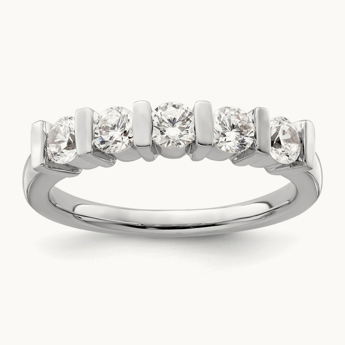 5-Stone Diamond Band, 14K White Gold