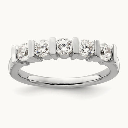 5-Stone Diamond Band, 14K White Gold