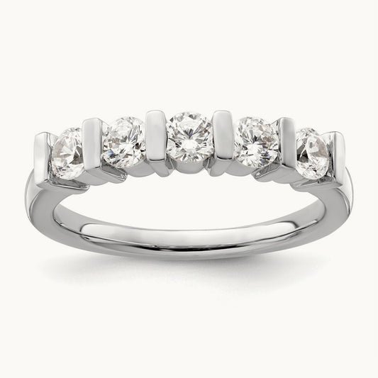 5-Stone Diamond Band, 14K White Gold