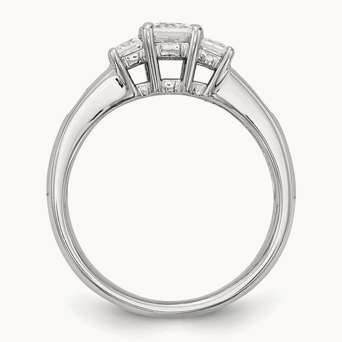 3-Stone Semi-Mount Engagement Ring, 0.10-0.25 ct tw — 1/7 ct, 14K White Gold
