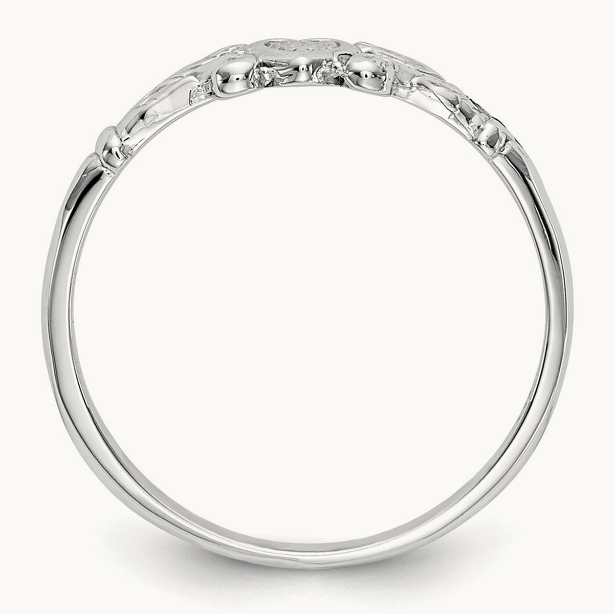 Textured Mini Heart Baby Ring — 14K White Gold, 1