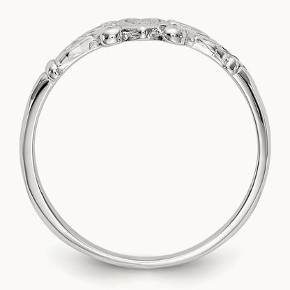 Textured Mini Heart Baby Ring — 14K White Gold, 1