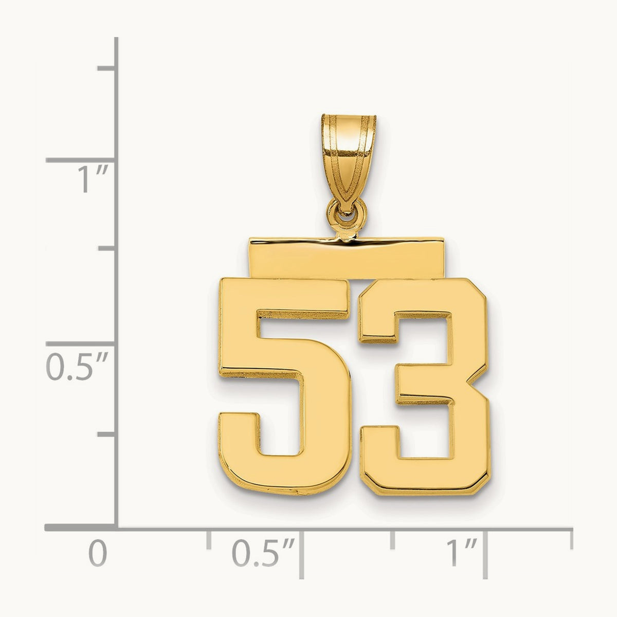 Medium Polished Number 53 Charm, 14K