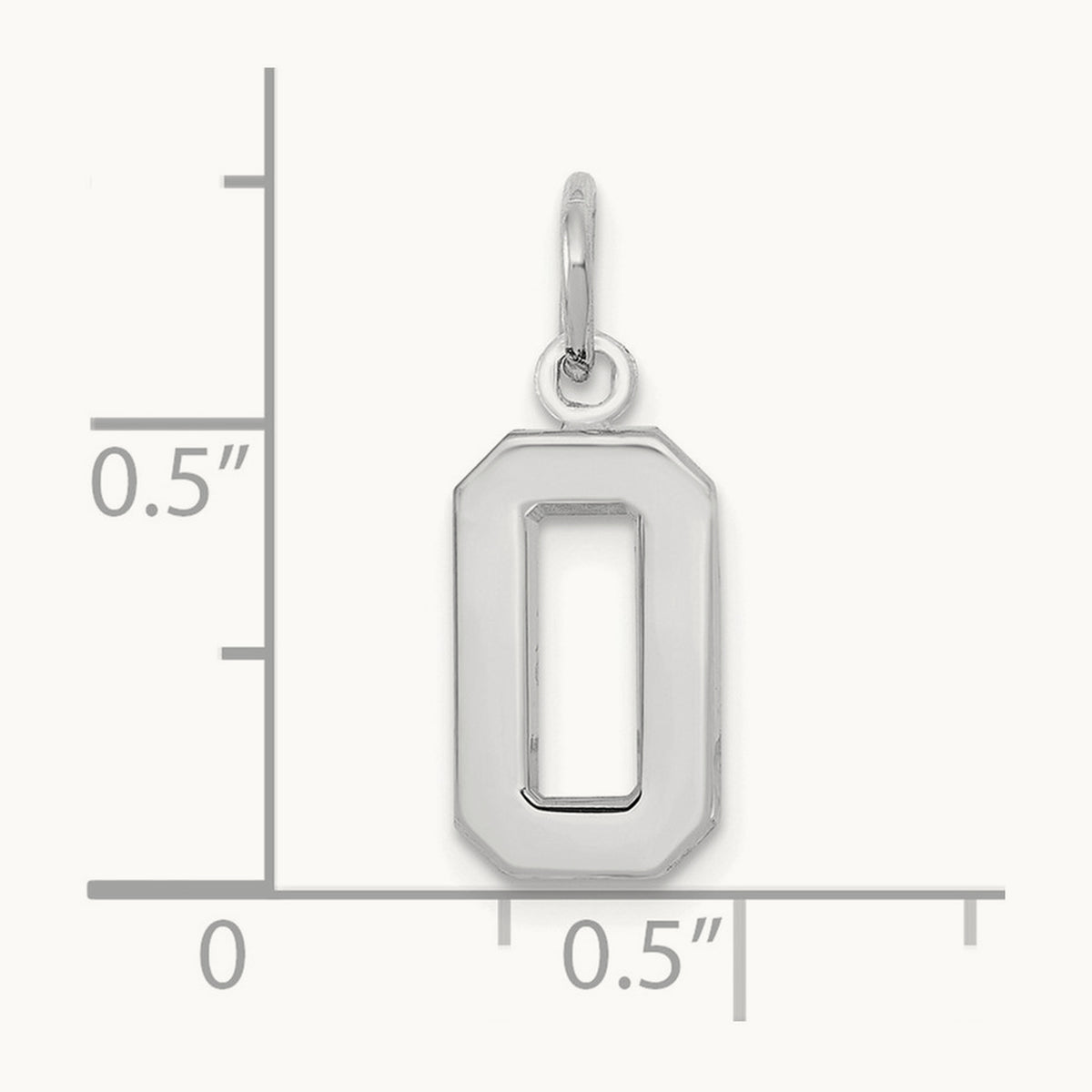 Small Polished Number 0 Charm — 14K White Gold