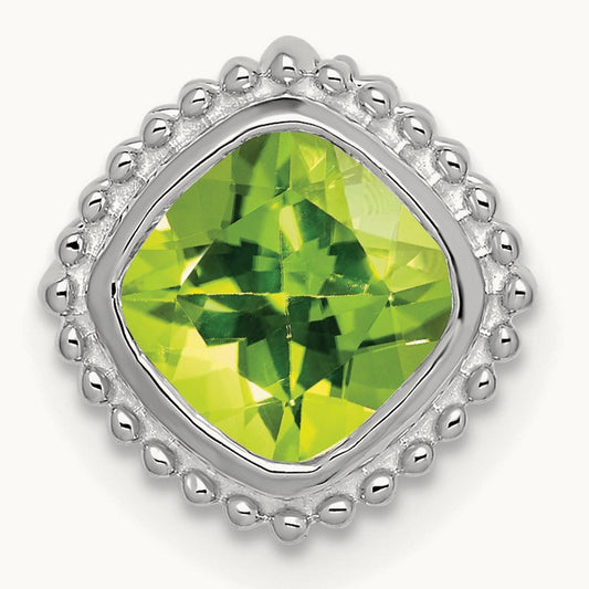 Cushion Peridot Chain Slide — 14K White Gold