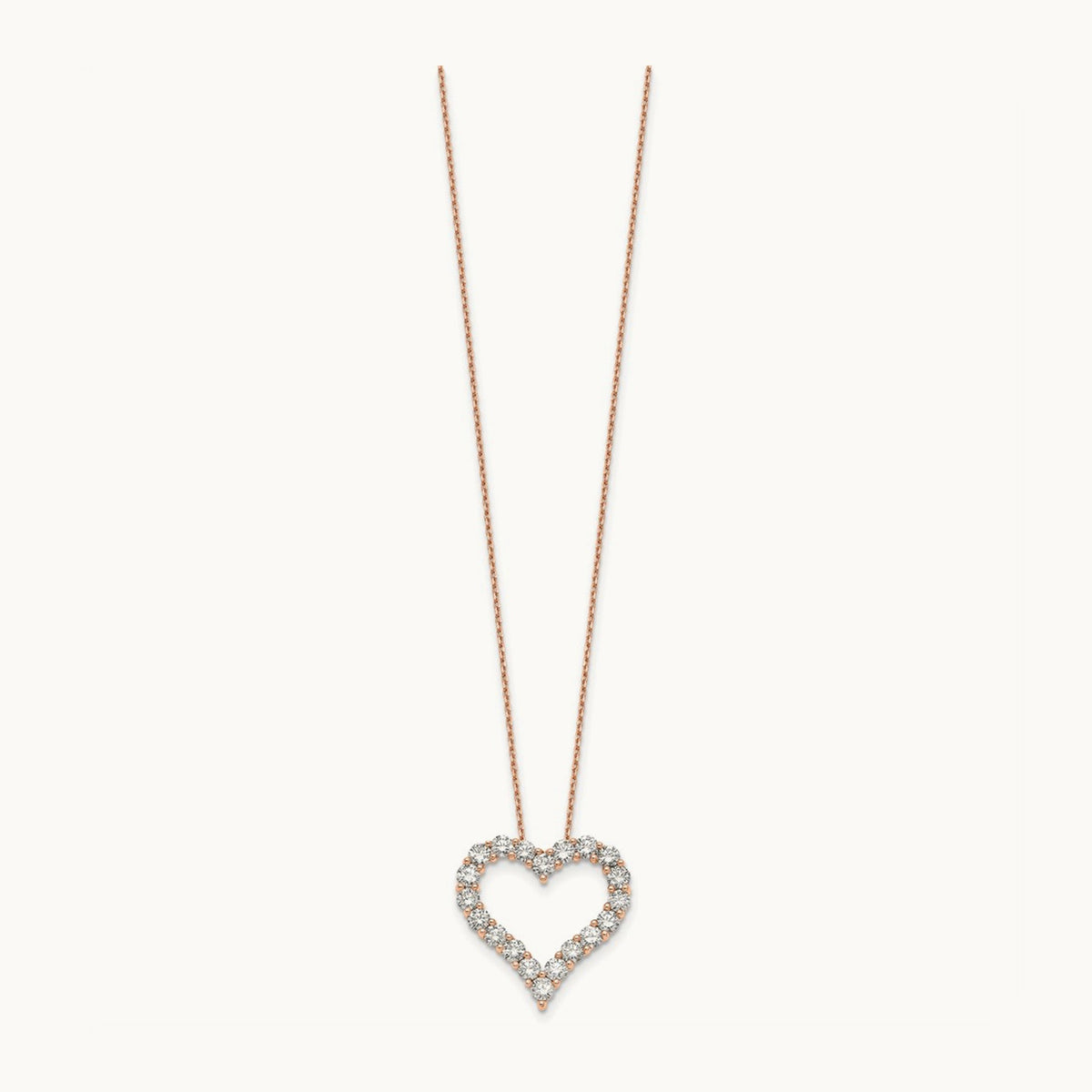 Heart Necklace, 2.00 ct tw Lab-Grown Diamond in 14K Rose Gold