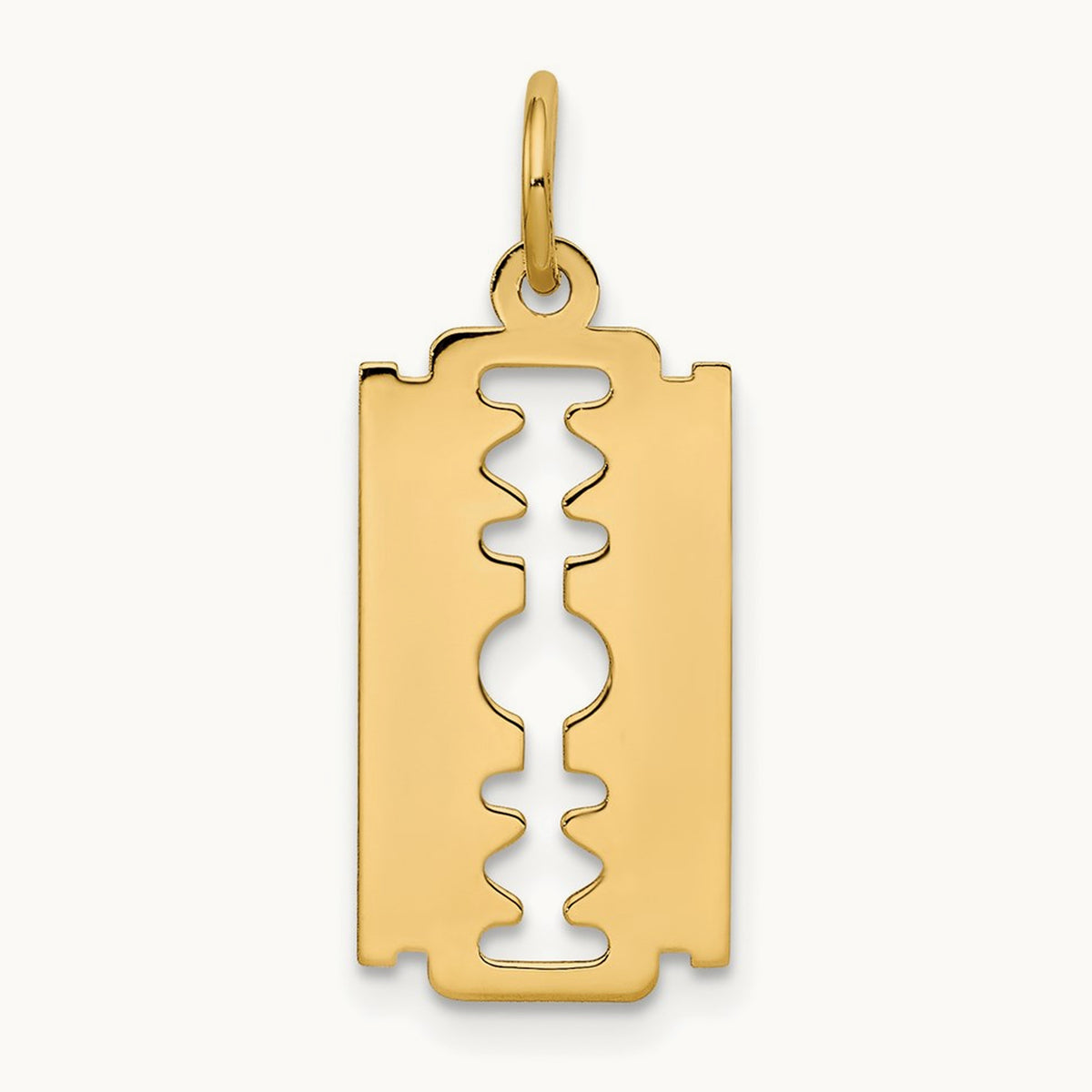 Polished Razor Blade Charm, 14K