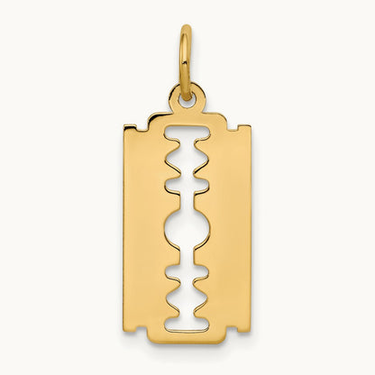 Polished Razor Blade Charm, 14K