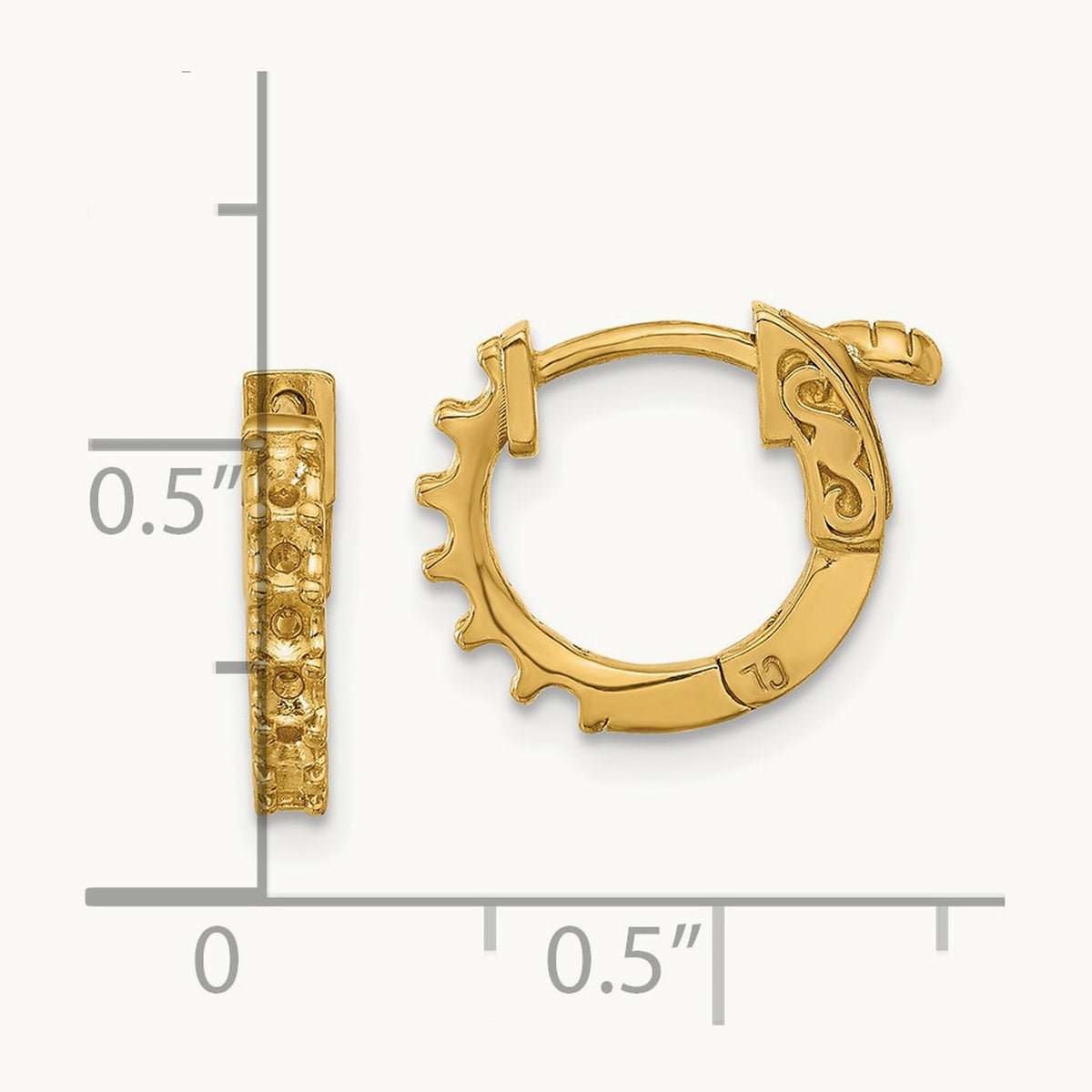 .42ct 12- Round Hoop w/ Safety Clasp Earring Mountings, 2.0mm, 14K