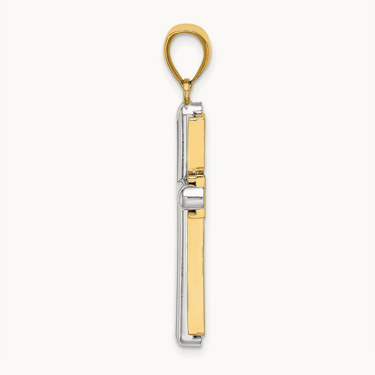 Beveled Cross Charm — 14K Two-Tone Gold, 38mm