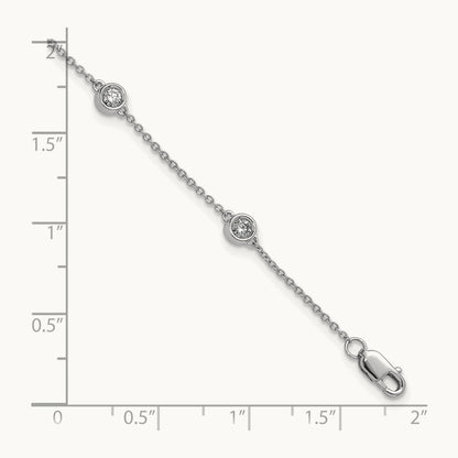 Diamond Station Cable Bracelet, 14K White Gold