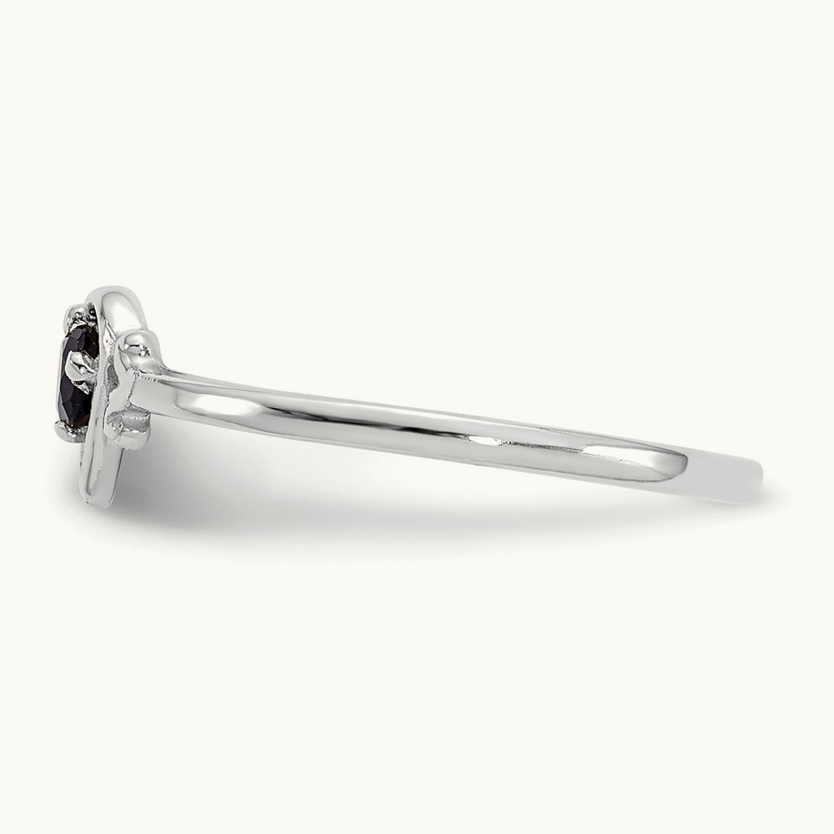 Sapphire Birthstone Heart Ring — 14K White Gold, 7