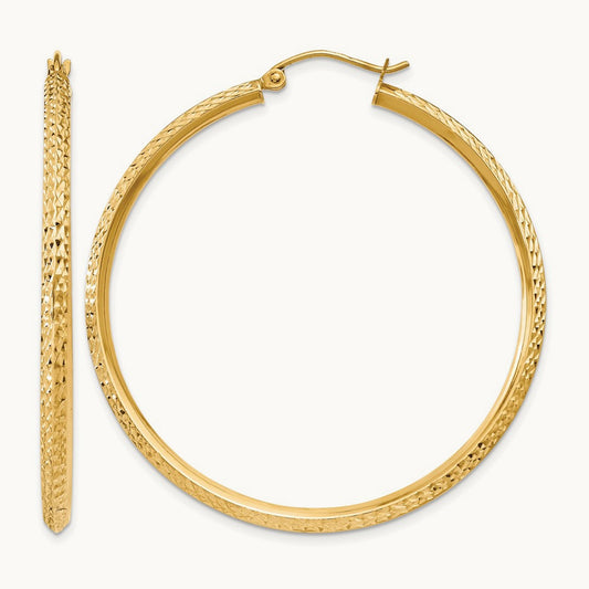 Knife Edge D/C Hollow Hoop Earrings, 14K — Leslie's