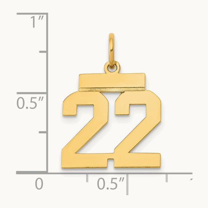 Small Polished Number 22 Charm, 14K