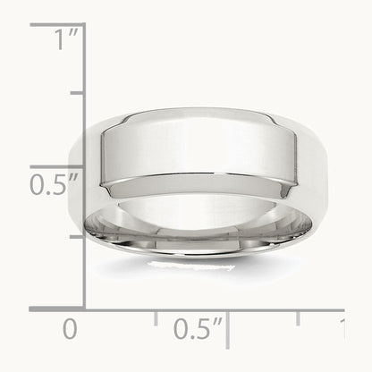Sterling Silver 8mm Beveled Edge Band