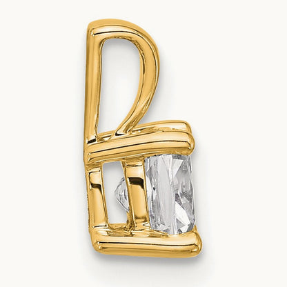 Cushion Four-Prong Pendant, 1/2-5 ct Lab-Grown Diamond — 14K Yellow Gold