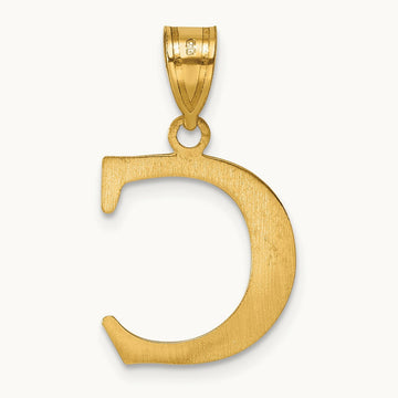 Polished Etched Letter C Initial Pendant, 14K