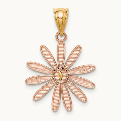 Daisy Pendant, 14K Two-tone Rose with Yellow Gold