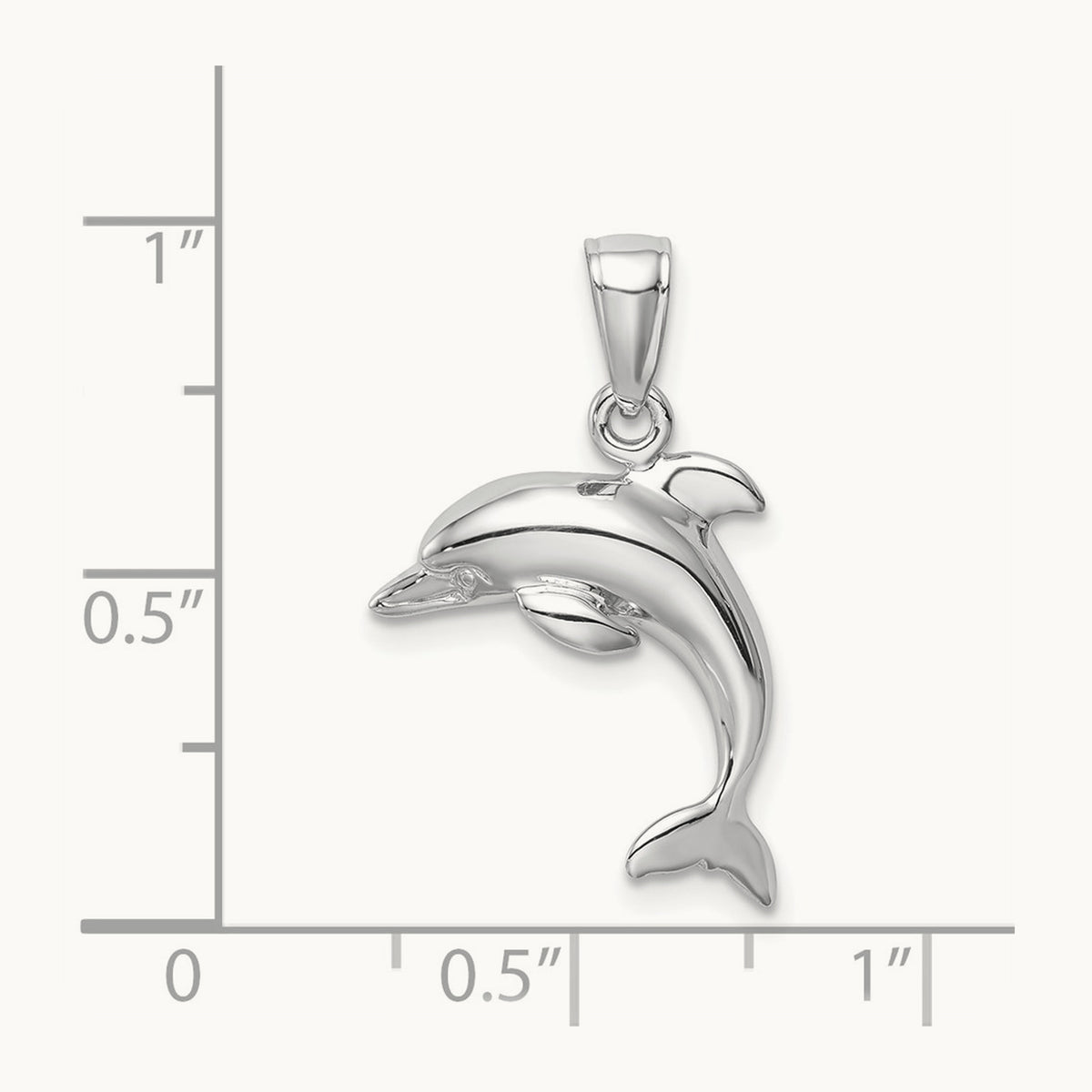 Jumping Dolphin Pendant — 14K White Gold, 16.2mm