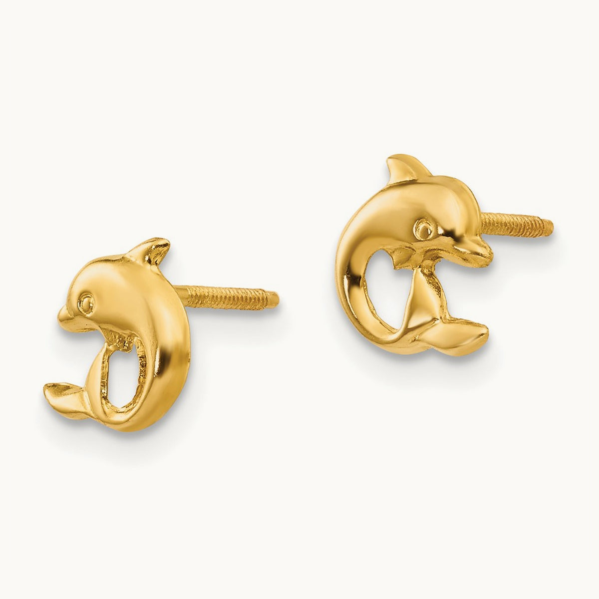 Madi K Dolphin Post Screwback Earrings, 14K