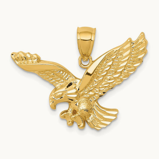 Polished and Textured Eagle Pendant, 14K Gold