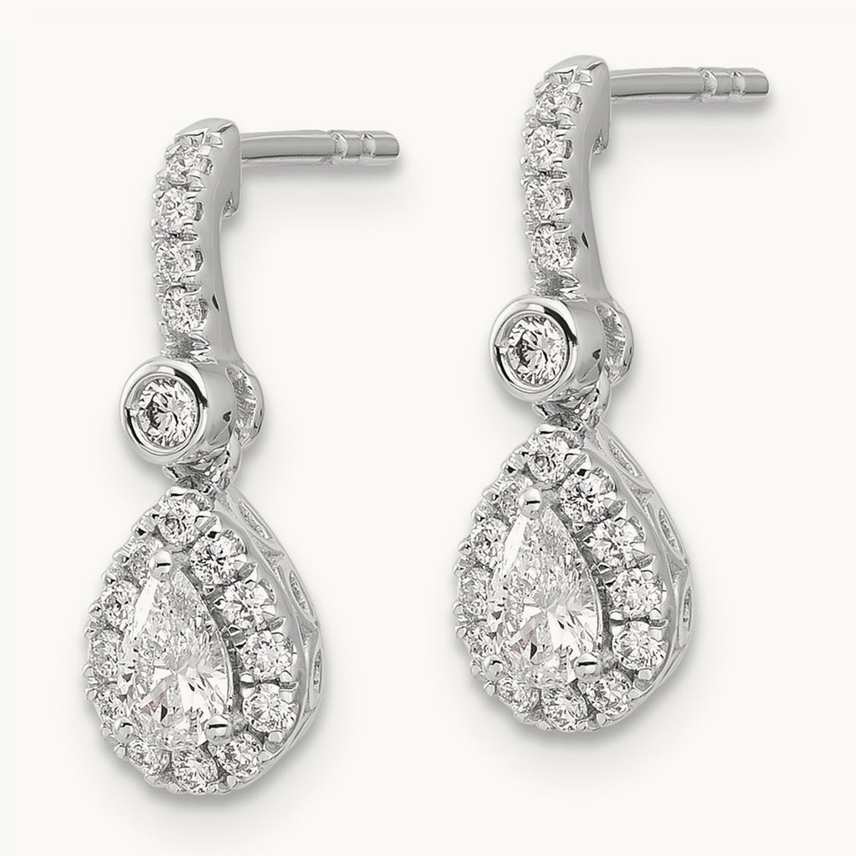 Pear Dangle Post Earrings, 0.50 ct tw Lab-Grown Diamond — 14K White Gold