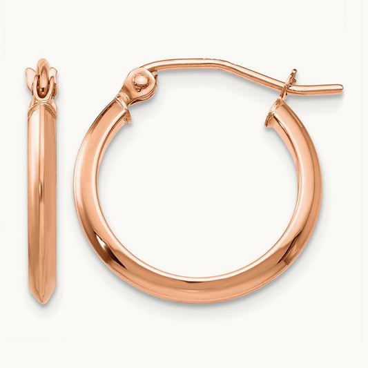 Knife Edge Hoop Earrings, 2.5mm, 14K Rose